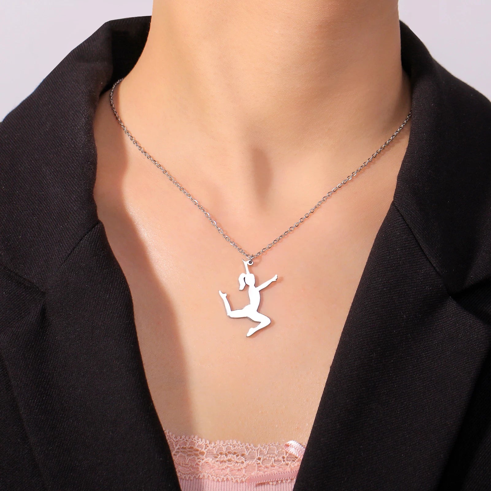 Collar de gimnasia rítmica para mujer,tendencia de 2026, joyeria de acero .