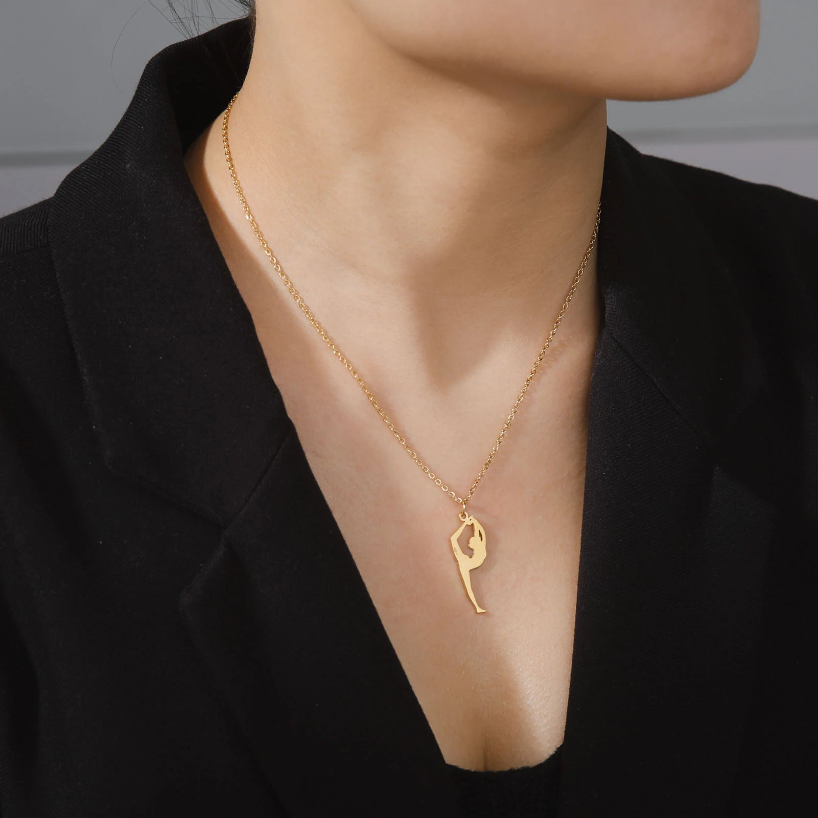 Collar de gimnasia rítmica para mujer,tendencia de 2026, joyeria de acero .