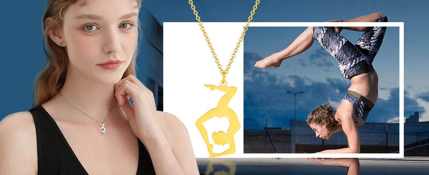Collar de gimnasia rítmica para mujer,tendencia de 2026, joyeria de acero .