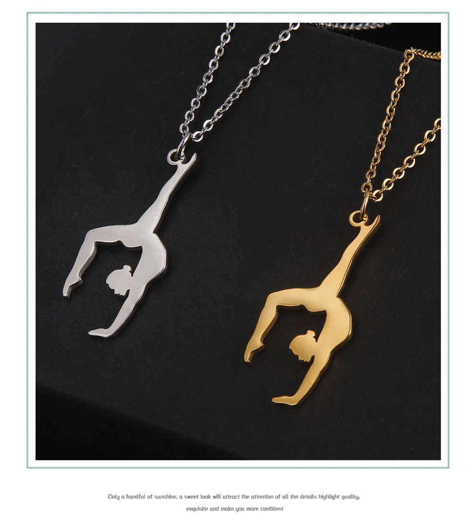 Collar de gimnasia rítmica para mujer,tendencia de 2026, joyeria de acero .