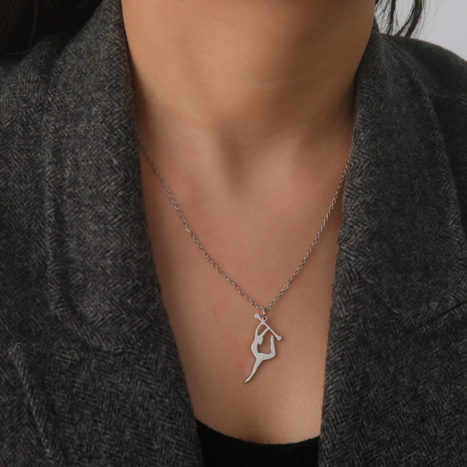 Collar de gimnasia rítmica para mujer,tendencia de 2026, joyeria de acero .