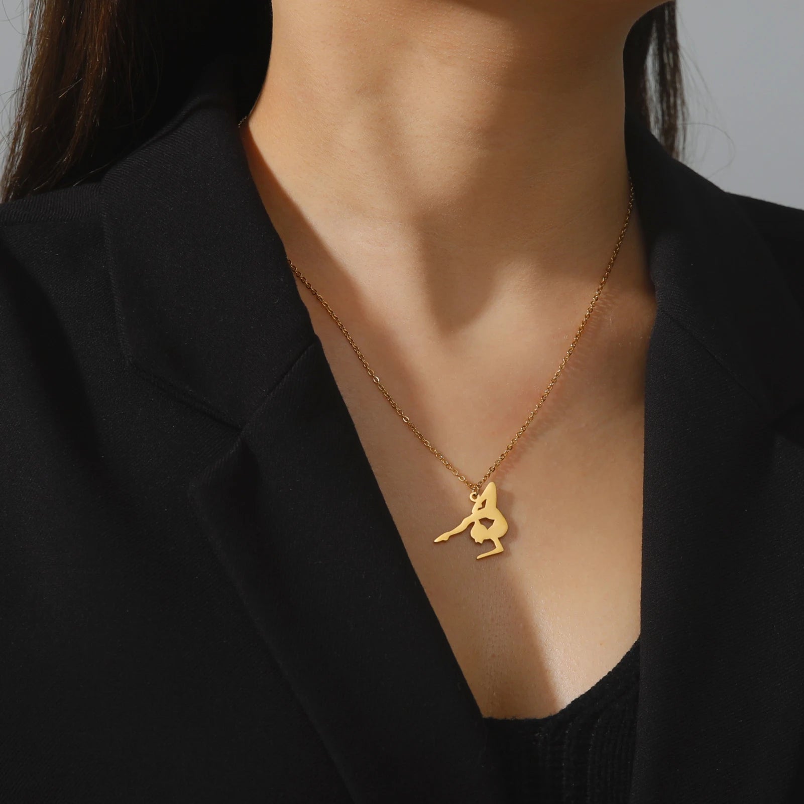 Collar de gimnasia rítmica para mujer,tendencia de 2026, joyeria de acero .